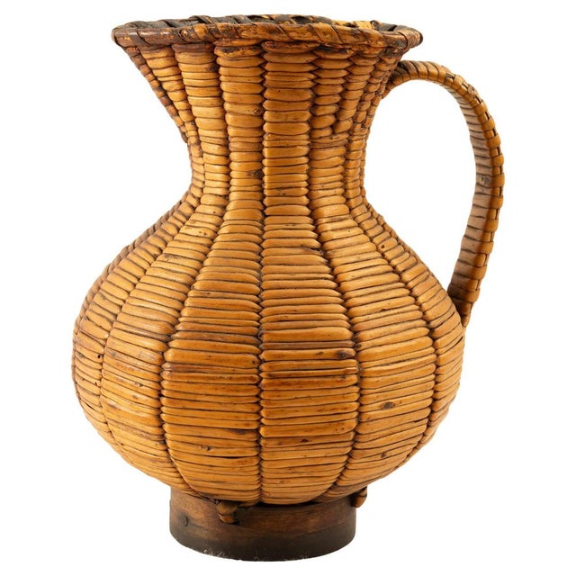 Brown Spanish Wicker Jug, 1960s For Sale - Image 8 of 8