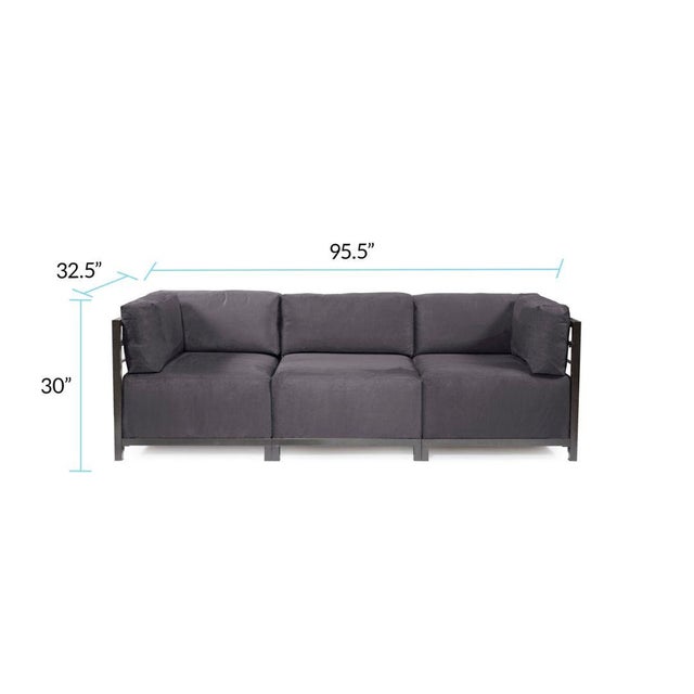 Textile Axis 3pc Sectional Regency Gray Titanium Frame For Sale - Image 7 of 7