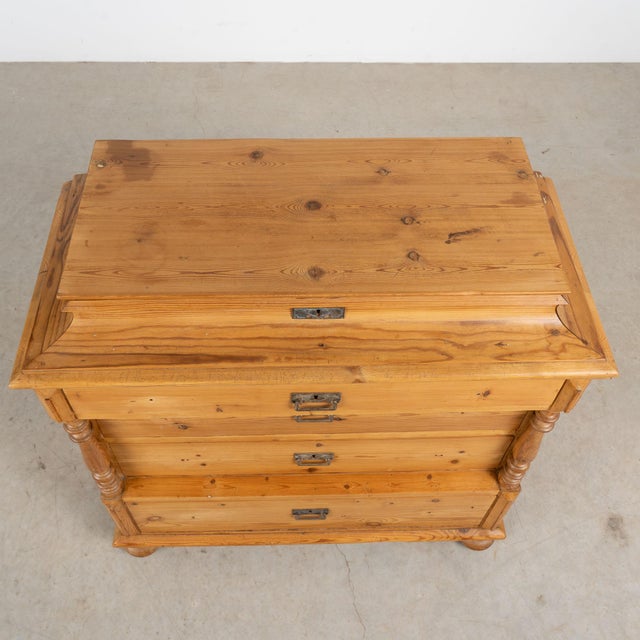 19th Century Danish Pine Chest of Four Drawers With Hidden Top Storage For Sale - Image 4 of 17