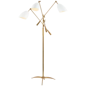 AERIN for Visual Comfort Signature Sommerard Triple-Arm Floor Lamp in Hand-Rubbed Antique Brass with White