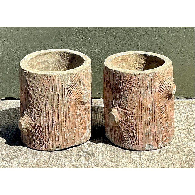 Vintage Faux Bois Concrete Planters For Sale - Image 10 of 12