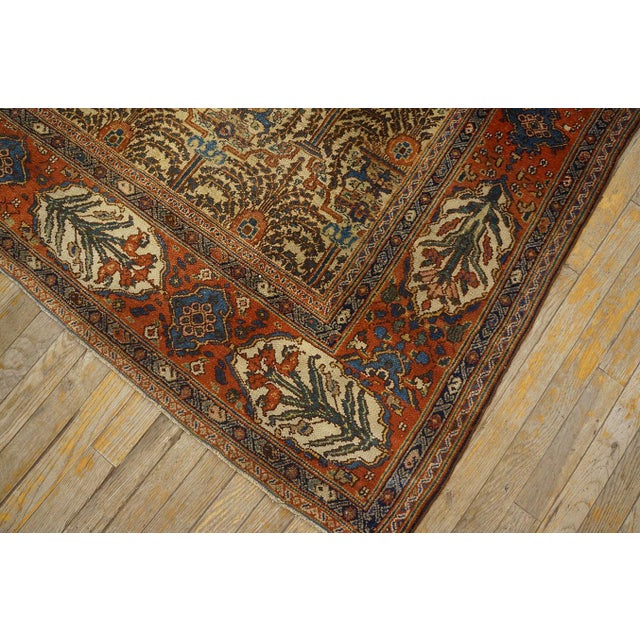 Traditional Ivory Background Color & Red-Rust Border Allover Pattern Antique Persian Bibikabad Galley Rug For Sale - Image 12 of 12