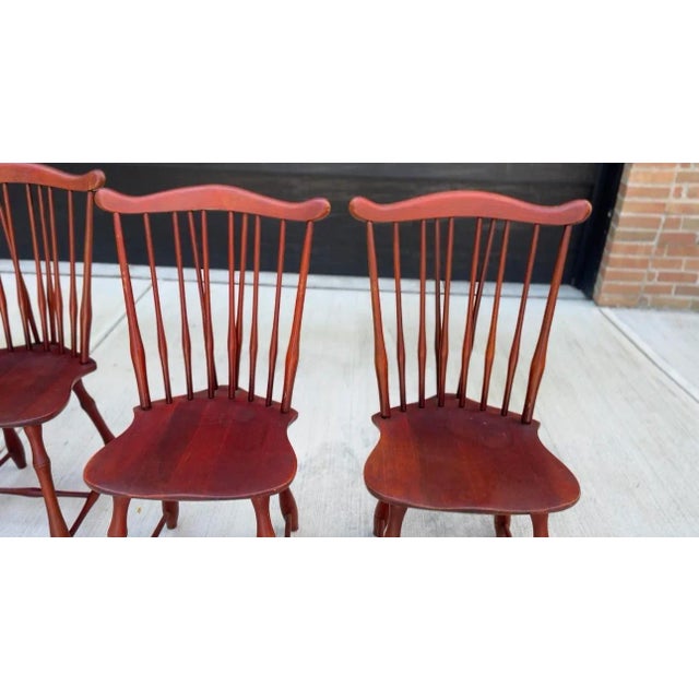 Wood Set/6 Early 20th Century Spindle Windsor Chairs For Sale - Image 7 of 9