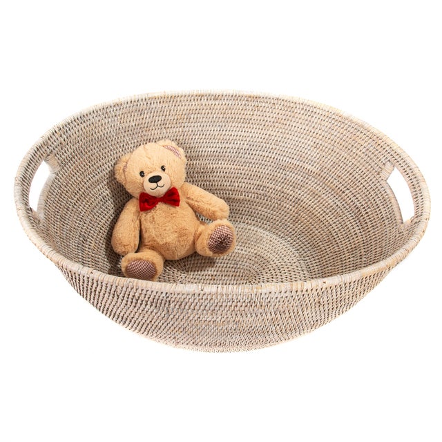 Boho Chic Artifacts Rattan Laundry Basket For Sale - Image 3 of 4