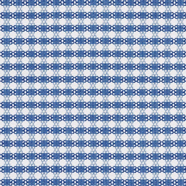 Schumacher Checkmate Fabric in Blue | Chairish