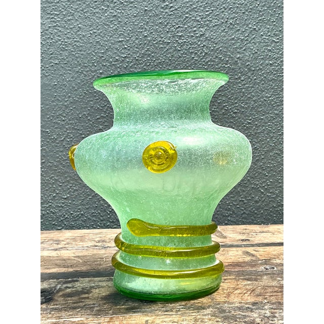 Late 20th Century Vintage Italian Hand Blown Glass Vase For Sale - Image 5 of 12