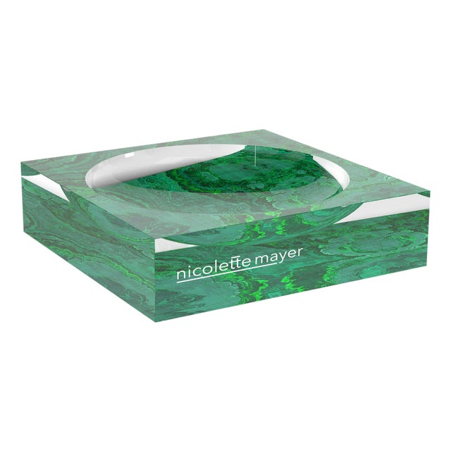 Agate Malachite Acrylic Candy Catchall Dish, Small For Sale