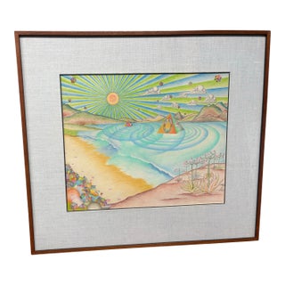 “Spiritual Beings” 1973 Prismacolor Drawing, Ivar Zapp Vorpal Galleries Sf For Sale