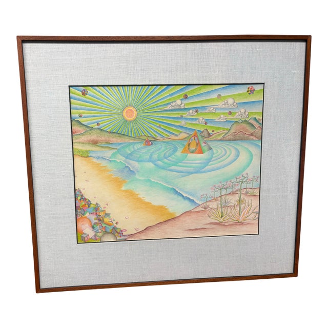 “Spiritual Beings” 1973 Prismacolor Drawing, Ivar Zapp Vorpal Galleries Sf For Sale