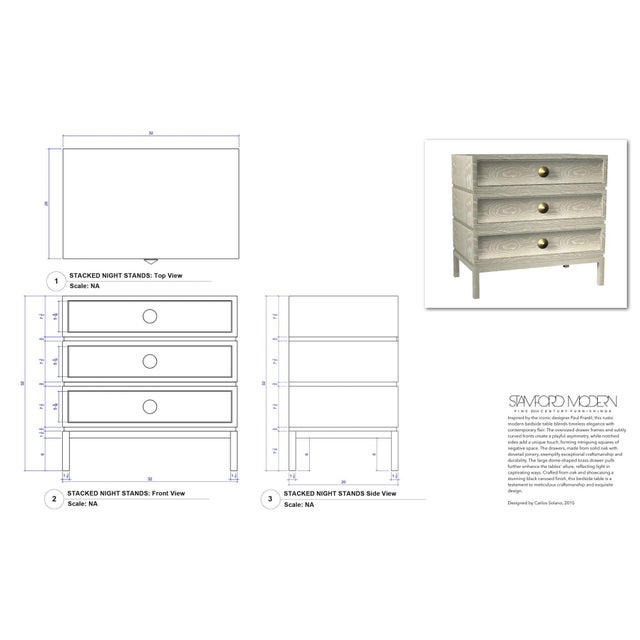Stacked Bedside Table in Black Ceruse For Sale - Image 15 of 18