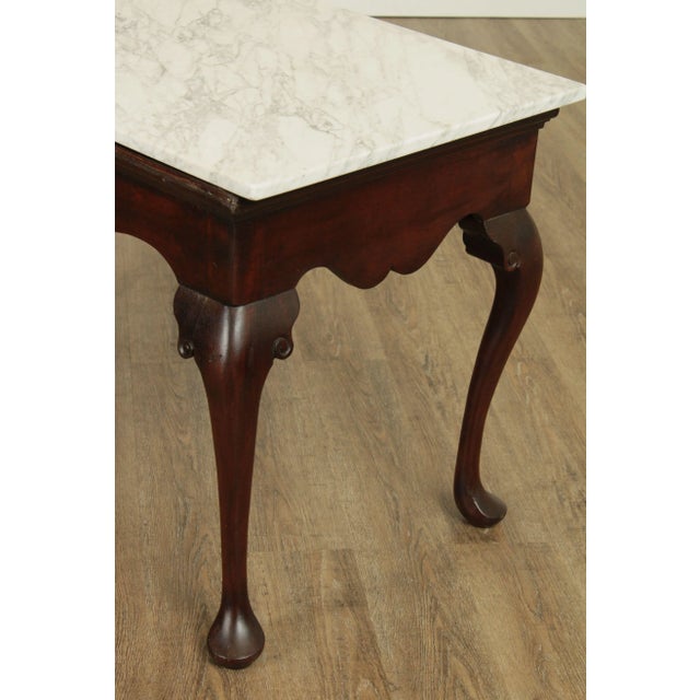 Antique Mahogany Queen Anne Marble Top Mixing or Console Table For Sale - Image 9 of 13