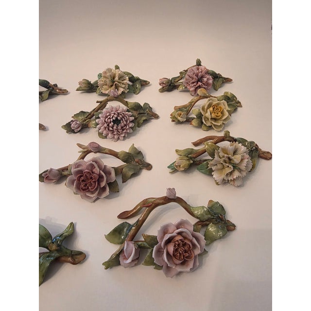 Beautiful highly detailed Antique German Fine Porcelain flower and vine place card holders.