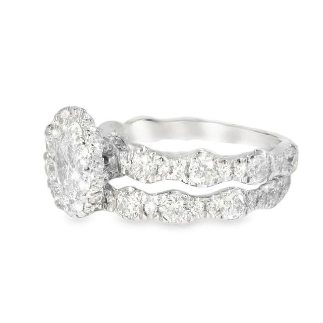 Modern Late 20th Century Size 6.5 14K White Gold Diamond Invisible Engagement Wedding Ring Set Jean Dousset For Sale - Image 3 of 3