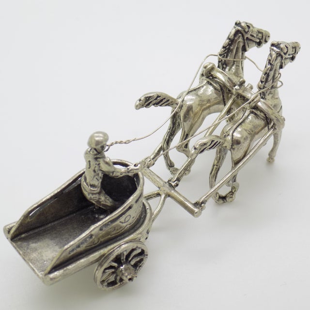 Vintage Italian Handmade Silver Roman Biga Chariot with Horses Figurine, Tuscany, 1970s For Sale - Image 6 of 13