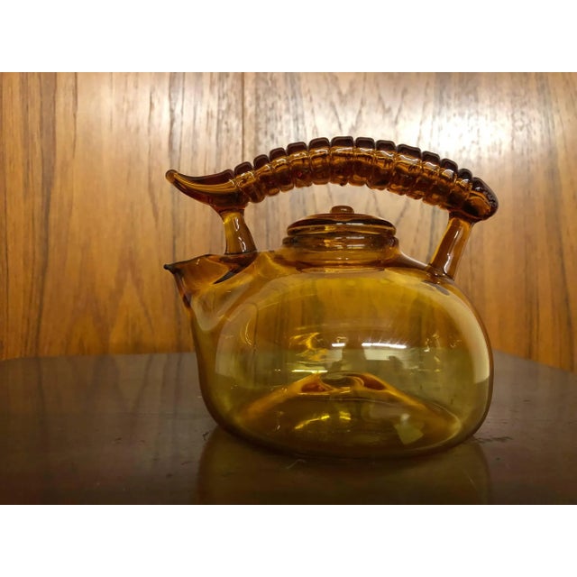 2000s Amber Blown Glass Small Teapot For Sale - Image 4 of 13
