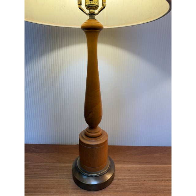 Wood Mid 20th Century Walnut Wood Table Lamps, a Pair For Sale - Image 7 of 12