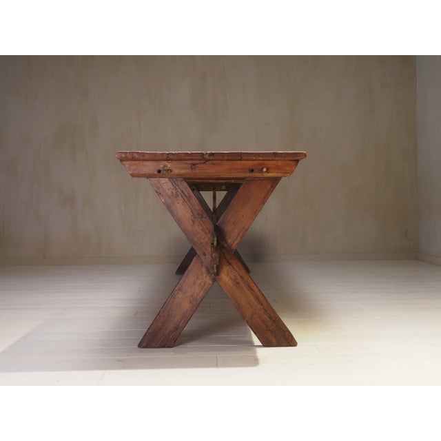 19th Century X Frame Trestle and Cross Strecther Base Table For Sale - Image 5 of 18