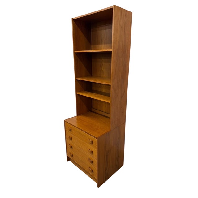 Mid-Century Modern Vintage Danish Modern Domino Møbler 2-Piece Lingerie Bookcase For Sale - Image 3 of 8