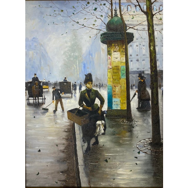 Color Print Depicting Parisian Street Scene, Paris France City & Metro Station For Sale - Image 4 of 6