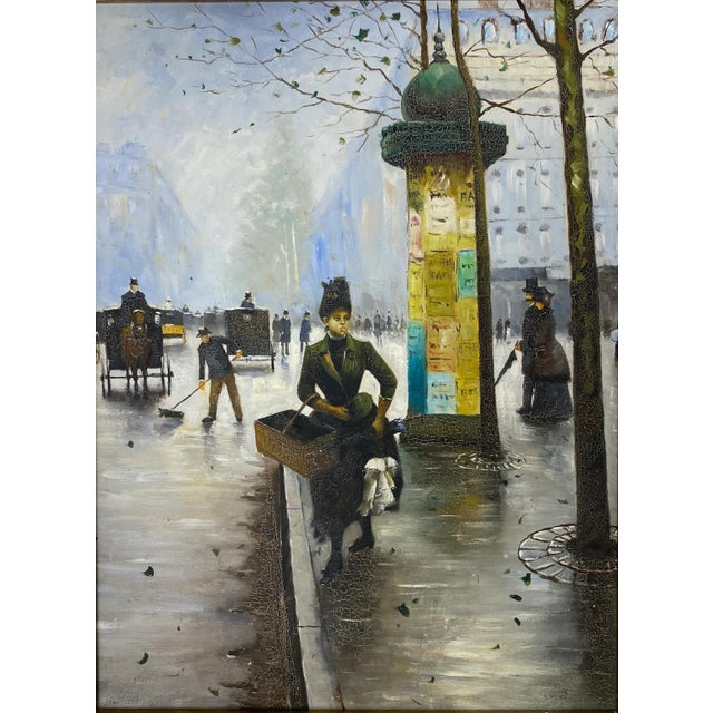 Parisian Street Scene Color Print, Paris France City & Metro Station For Sale - Image 4 of 6