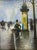 Parisian Street Scene Color Print, Paris France City & Metro Station For Sale - Image 4 of 6
