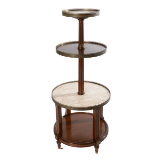 French Louis XVI Style Wood and Marble 3 Tiered Pastry Stand For Sale