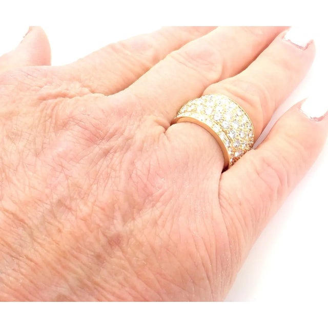 Cartier Nigeria 18k Yellow Gold Diamond Wide Band Ring Size 53 For Sale - Image 9 of 12