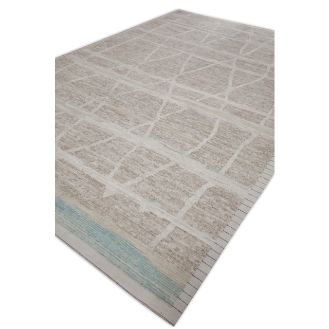 Early 21st Century Taupe Modern Handmade Wool Tulu Rug 9'7" X 14'2" For Sale - Image 5 of 7