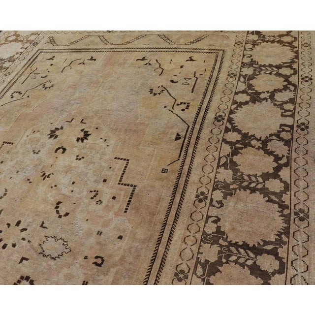 Vintage Oushak Rug With Muted Neutral Colors in Tan, Beige, Taupe, Gray & Brown For Sale - Image 11 of 13