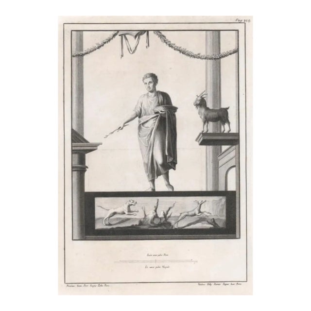 18th Century Classical Figure and Goat Engraving For Sale