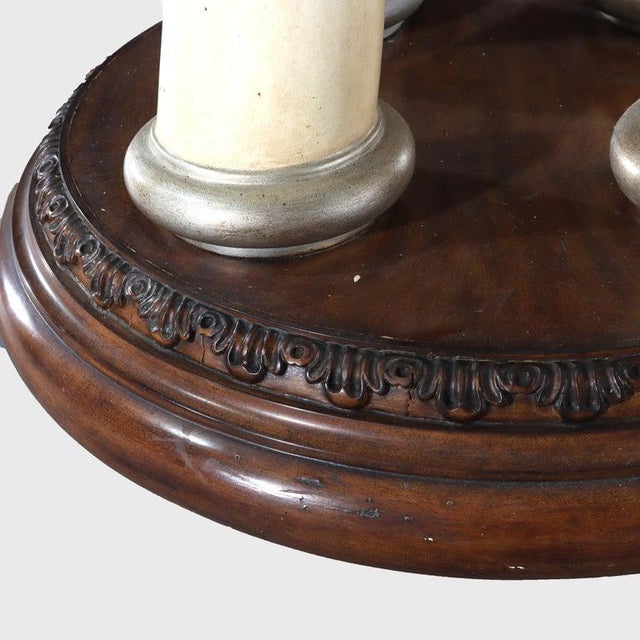 Beige Exotic Vintage Carved Faux Elephant Tusk Glass Top Dining Table 20thC For Sale - Image 8 of 13