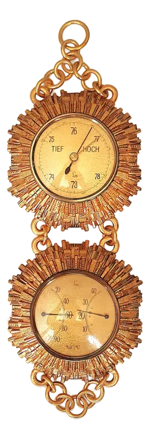 Vintage Sunburst Weather Station in Brass from Lufft, 1950s