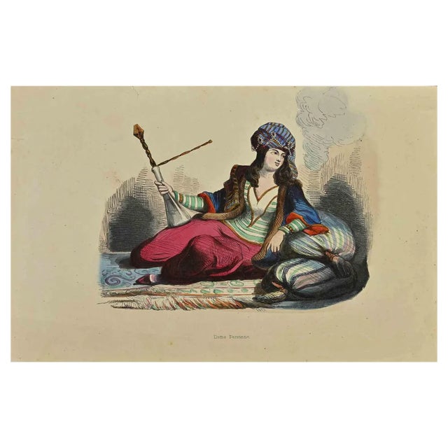 Auguste Wahlen, Persian Lady, Lithograph, 1844 For Sale