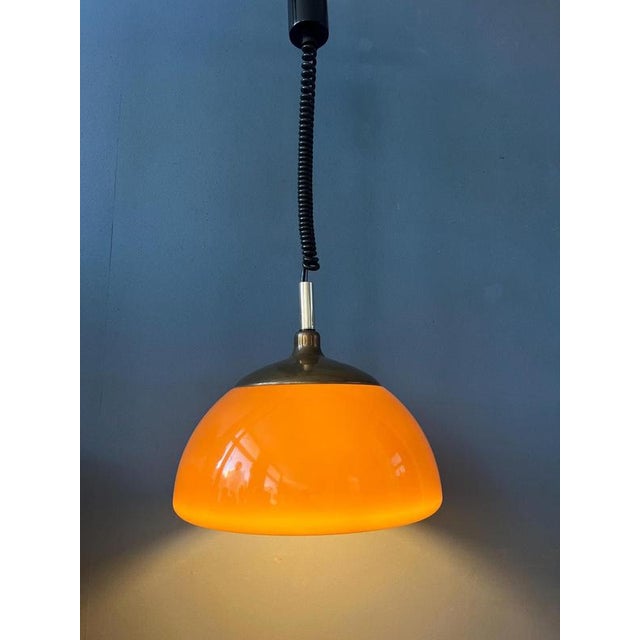 Vintage Brown and Orange Acrylic Glass Pendant Lamp from Cosack Leuchten For Sale - Image 4 of 13