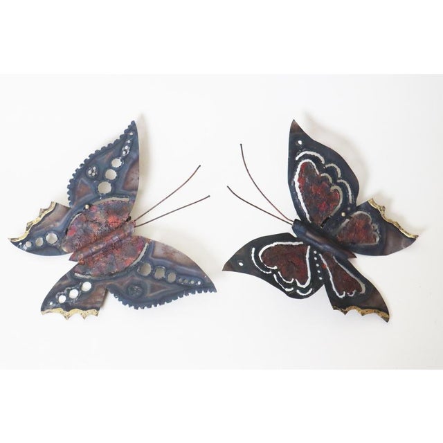 Mid-Century Modern Handcrafted Butterfly Wall Lights in Metal, 1970s, Set of 2 For Sale - Image 4 of 10