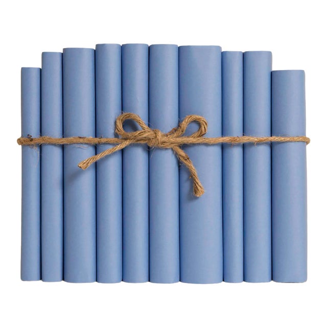 Decorative Books - Sky Paper Wrapped Book Bundle - 1 Foot of Blue Books For Sale