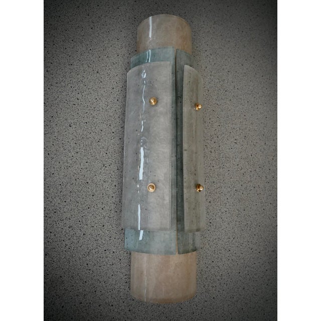Murano Aquamarine Green Art Glass and Brass Wall Light and Sconces, 2000 For Sale - Image 4 of 10