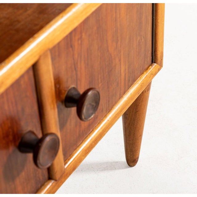 1940s Walnut Bedside Tables attributed to Mario Cereghini, 1940s, Set of 2 For Sale - Image 5 of 6