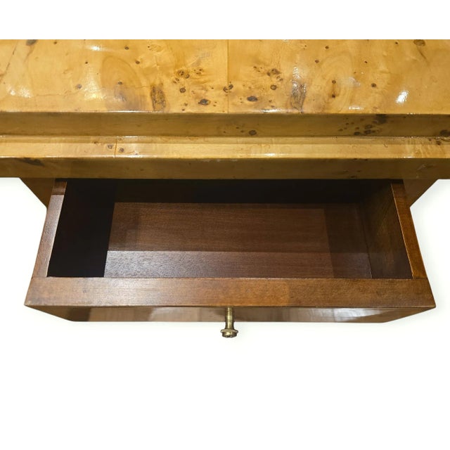 2010s Pair of Egyptian Revival Style Burled Veneer Side Tables / Commodes For Sale - Image 5 of 10