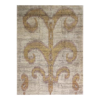 Hand Knotted Ikat Wool Rug. 6'7" X 9'9" For Sale