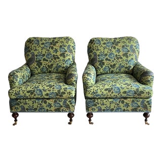 2000s English Roll Arm Club Chairs- a Pair For Sale