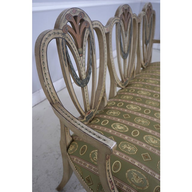 Adams Style Paint Decorated Triple Back Settee For Sale - Image 4 of 18