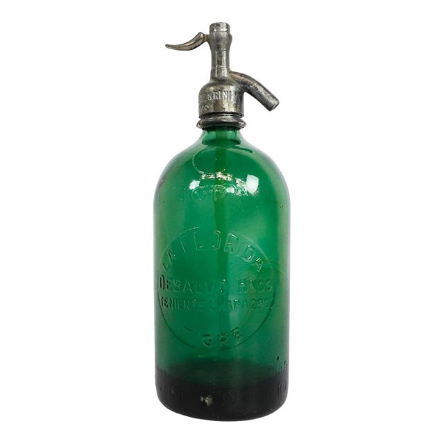 Vintage Industrial Green Soda Siphon Made in Argentina For Sale