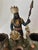 A rare, antique cold-painted spelter figural smoking desktop set, late 19th to early 20th century, featuring a standing...