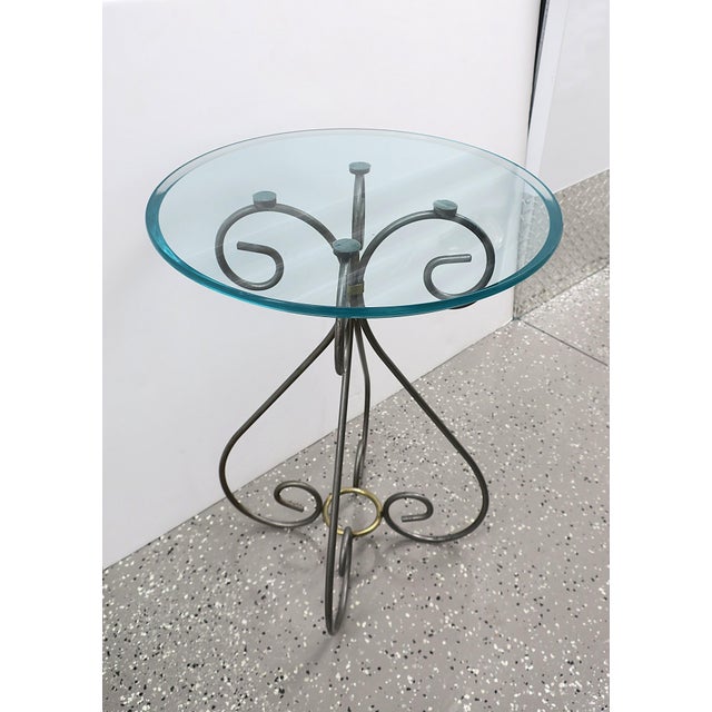 Metal Brass Metal and Glass Round Side Table, Circa Late-20th Century For Sale - Image 7 of 13