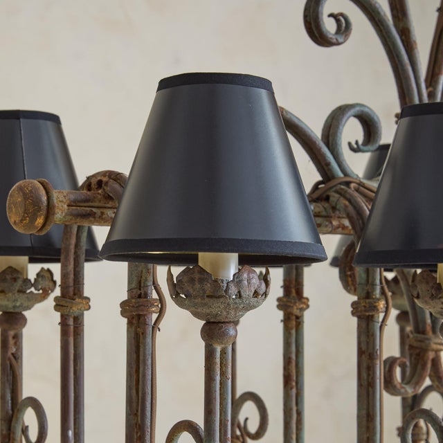 1940s 1940s French Hand-Forged Wrought Iron 8-Light Chandelier For Sale - Image 5 of 11