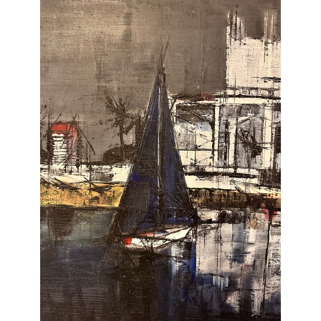 Abstract Expressionism Mid-Century Style Waterside Painting For Sale - Image 3 of 11