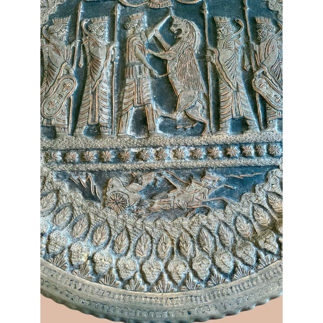 Vintage Persian Revival Tinned Copper Tray Table-Wall Hanging Stand-Metal-Boho For Sale - Image 6 of 10