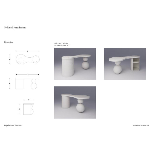Sculptural Travertine Desk with Open Shelving by My Habitat Design For Sale - Image 6 of 10