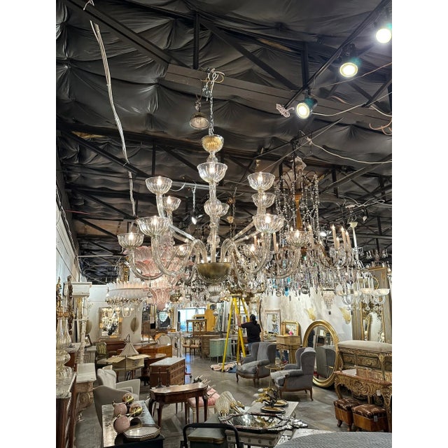 Glass Large Scale Modern Murano Glass 2 Tier Chandelier For Sale - Image 7 of 9